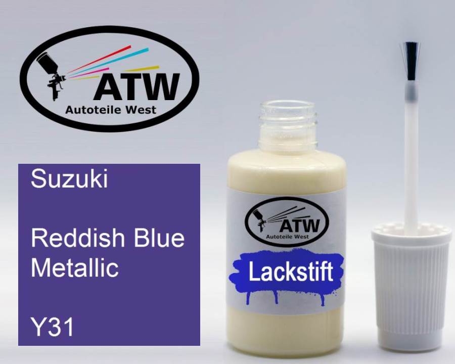 Suzuki, Reddish Blue Metallic, Y31: 20ml Lackstift, von ATW Autoteile West.